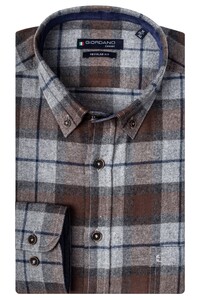 Giordano Ivy Flannel Big Twill Check Shirt Dark Brown Melange