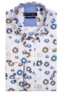 Giordano Ivy Flower Fantasy Pattern Overhemd Beige-Blauw