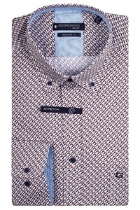 Giordano Ivy Graphic Circles Pattern Overhemd Bruin-Blauw