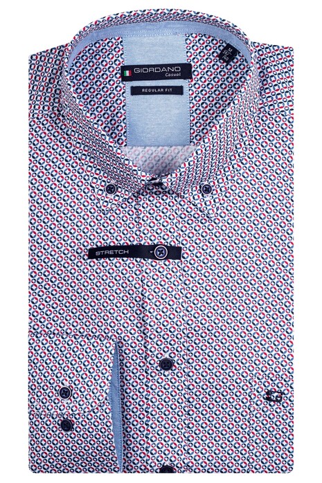 Giordano Ivy Graphic Circles Pattern Shirt Red-Blue