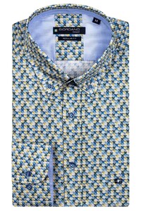 Giordano Ivy Graphic Fantasy Flower Pattern Shirt Bright Blue
