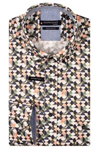 Giordano Ivy Graphic Half Circles Fantasy Overhemd Rood-Multi