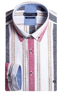 Giordano Ivy Hemp Stripes Variation Shirt Red-Navy