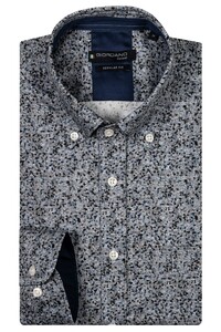 Giordano Ivy Herringbone Fantasy Pattern Shirt Dark Navy