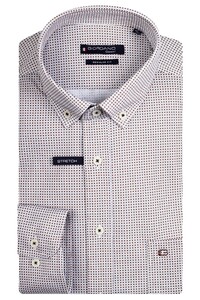 Giordano Ivy Interlock Mini Diamond Pattern Overhemd Bruin