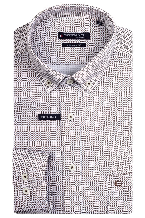 Giordano Ivy Interlock Mini Diamond Pattern Overhemd Bruin