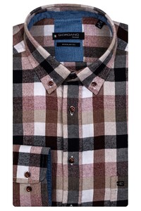 Giordano Ivy Large Colorful Check Overhemd Bruin-Rood