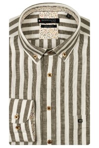Giordano Ivy Linnen Cotton Wide Stripe Overhemd Appel