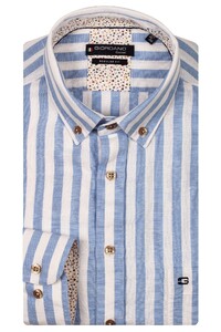 Giordano Ivy Linnen Cotton Wide Stripe Overhemd Licht Blauw