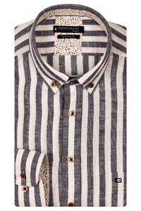 Giordano Ivy Linnen Cotton Wide Stripe Overhemd Navy