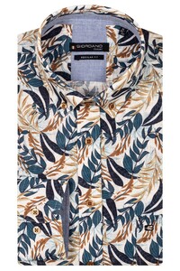 Giordano Ivy Linnen Look Bold Leaves Pattern Overhemd Navy-Multi