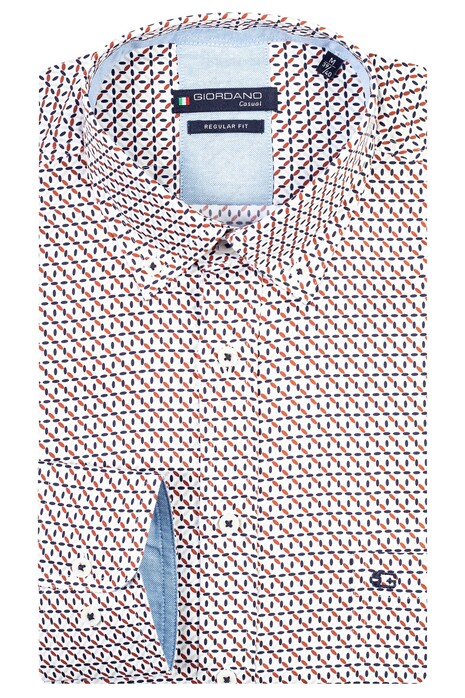 Giordano Ivy Mini Graphic Fantasy Pattern Shirt Brown-Blue