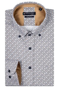 Giordano Ivy Mini Graphic Pattern Overhemd Donkerbruin-Multi