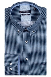 Giordano Ivy Mini Graphic Triangle Check Pattern Overhemd Navy