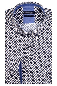 Giordano Ivy Multi Abstract Circle Pattern Button Down Overhemd Zand-Blauw