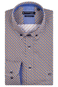 Giordano Ivy Multi Abstract Circle Pattern Button Down Shirt Ocher-Blue