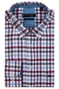Giordano Ivy Multi Brushed Check Overhemd Rood-Blauw