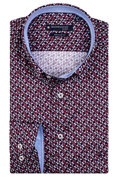 Giordano Ivy Multi Circle Pattern Overhemd Rood