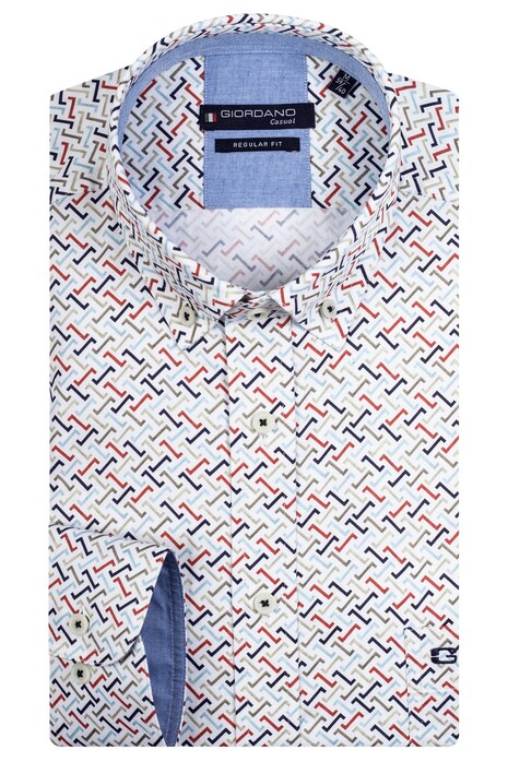 Giordano Ivy Multi Diagonal Pattern Shirt Brown-Blue