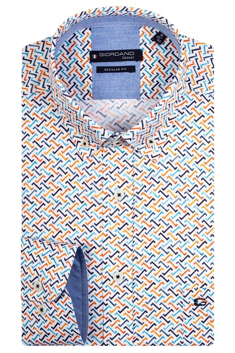 Giordano Ivy Multi Diagonal Pattern Shirt Orange-Blue