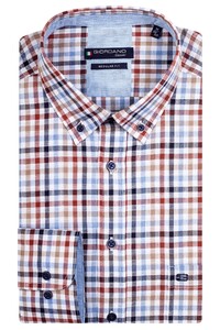 Giordano Ivy Multi Mini Check Overhemd Bruin-Blauw