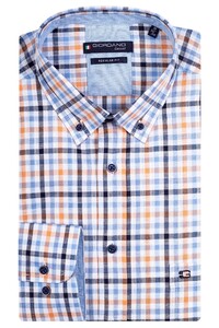 Giordano Ivy Multi Mini Check Overhemd Oranje-Blauw