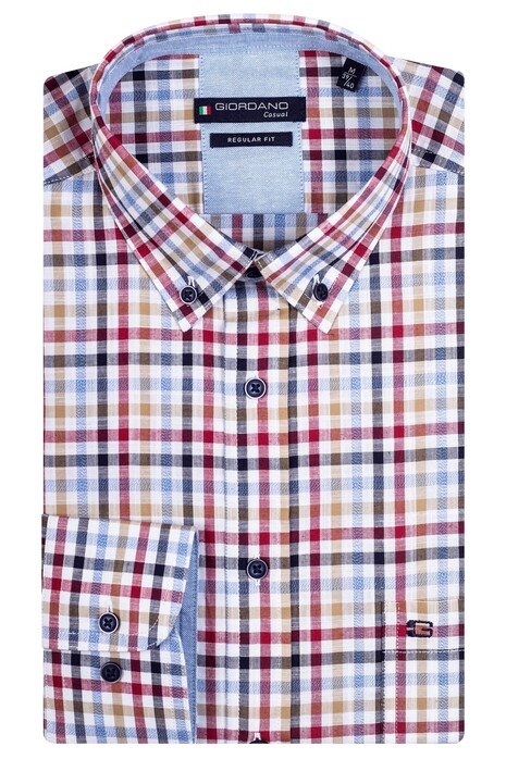 Giordano Ivy Multi Mini Check Overhemd Rood-Blauw