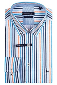 Giordano Ivy Multicolor Stripes Button Down Overhemd Geel-Blauw