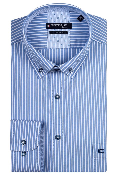 Giordano Ivy Oxford Bold Stripe Overhemd Blauw