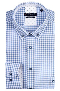 Giordano Ivy Oxford Check Overhemd Licht Blauw