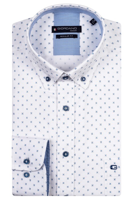 Giordano Ivy Oxford Micro Abstract Pattern Overhemd Wit