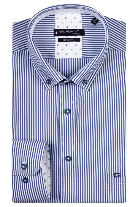 Giordano Ivy Oxford Solid Stripe Shirt Dark Navy