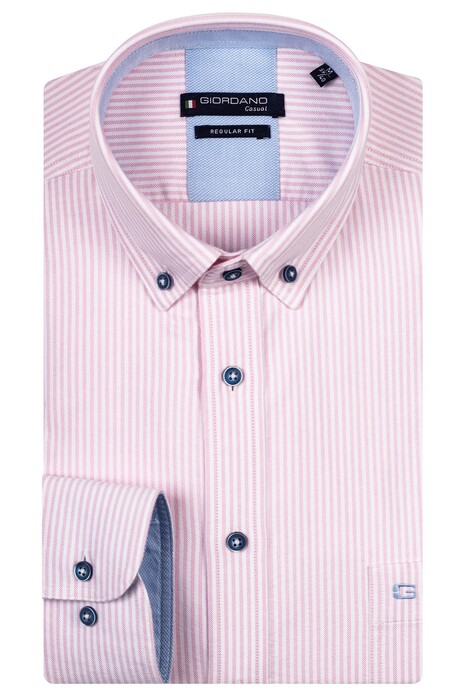 Giordano Ivy Oxford Stripe Overhemd Zacht Roze