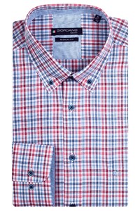 Giordano Ivy Small Multicolor Check Overhemd Rood-Blauw