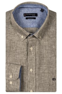 Giordano Ivy Soft Washed Linnen Blend Button Down Overhemd Appel