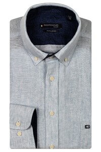 Giordano Ivy Soft Washed Linnen Blend Button Down Overhemd Licht Blauw