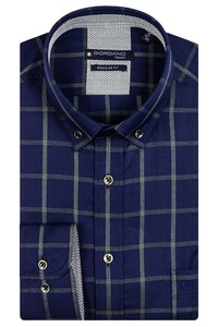 Giordano Ivy Two Tone Wide Twill Check Overhemd Navy-Groen