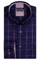 Giordano Ivy Two Tone Wide Twill Check Overhemd Navy-Rood