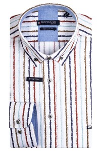 Giordano Ivy Waterbrush Stripe Pattern Shirt Brown-Blue