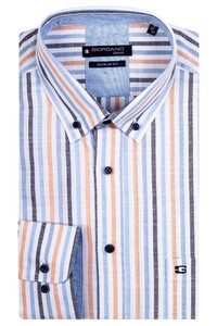 Giordano Ivy Watercolor Stripes Overhemd Oranje-Blauw