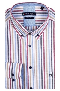 Giordano Ivy Watercolor Stripes Overhemd Rood-Blauw