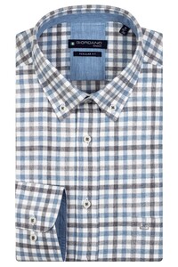Giordano Ivyy Button Down Two-Tone Brushed Twill Check Overhemd Navy