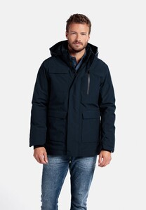 Giordano Jacket Removeable Hood Water and Windproof Fabric Dark Navy