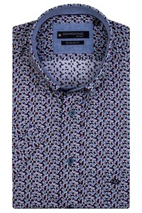 Giordano John Mini Geometric Design Overhemd Paars-Blauw