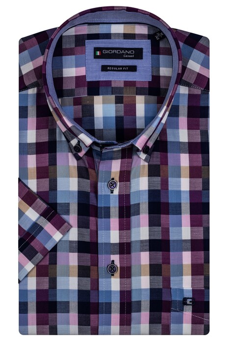 Giordano John Multi Check Shirt Purple-Blue