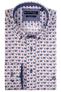Giordano Kennedy Button Down Fancy Pattern on Satin Overhemd Paars-Blauw