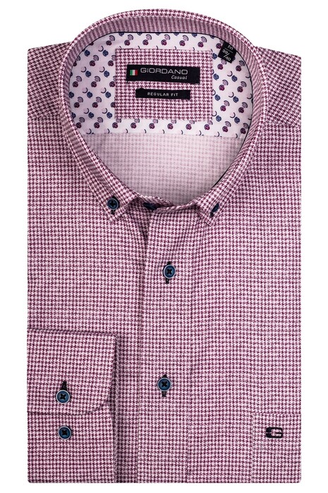 Giordano Kennedy Button Down Pied de Poule Design Shirt Purple