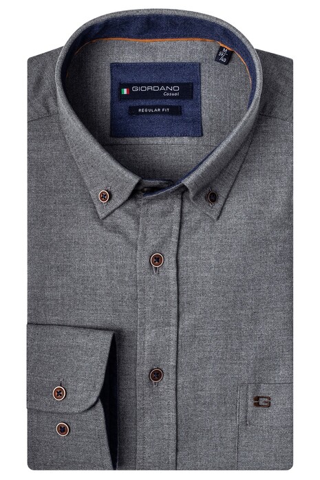 Giordano Kennedy Button Down Solid Twill Shirt Grey