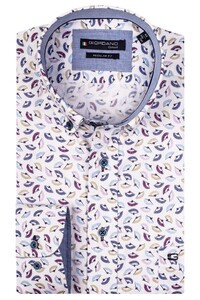 Giordano Kennedy Colorful Fantasy Overhemd Paars-Blauw-Wit