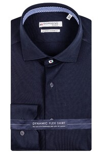 Giordano Knitted Dynamic Flex Maggiore Semi Cutaway Shirt Navy